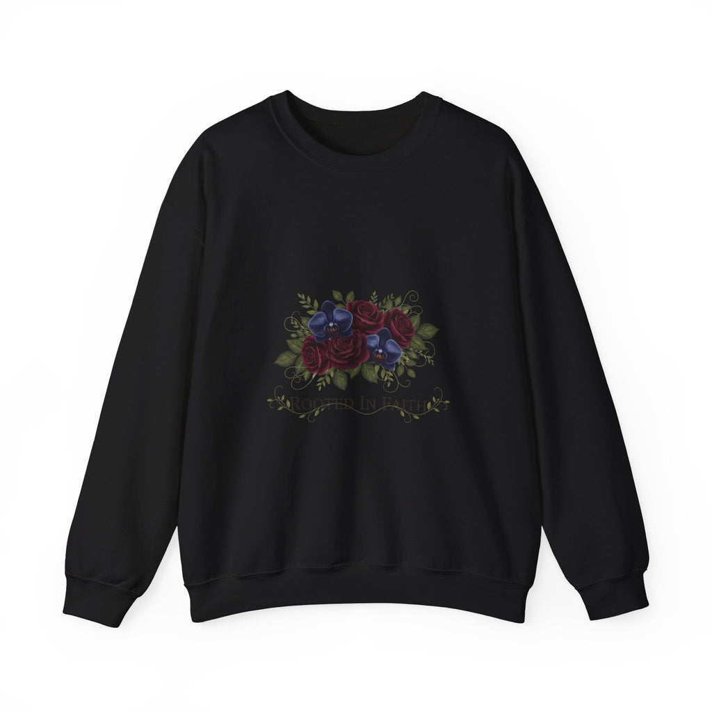 Moody Rose Print Sweatshirt | goth flower sweatshirt, midnight bloom