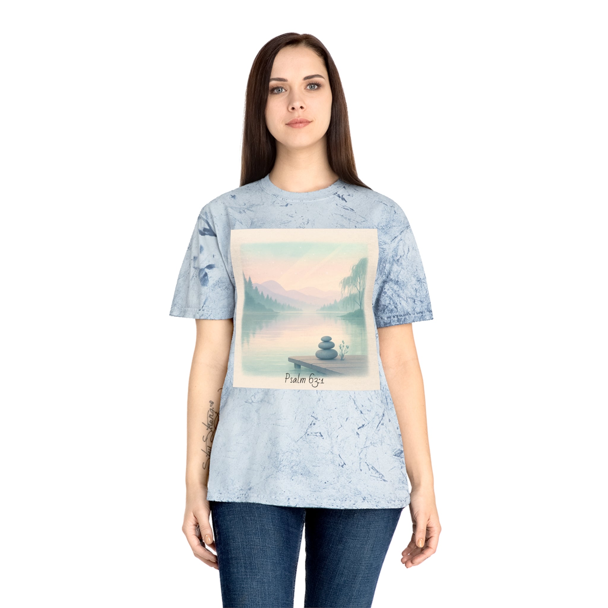 Serene Landscape T-Shirt, Relaxed Fit, Nature Lover Gift, Decorative Tee, Adventure Apparel, Meditation Top