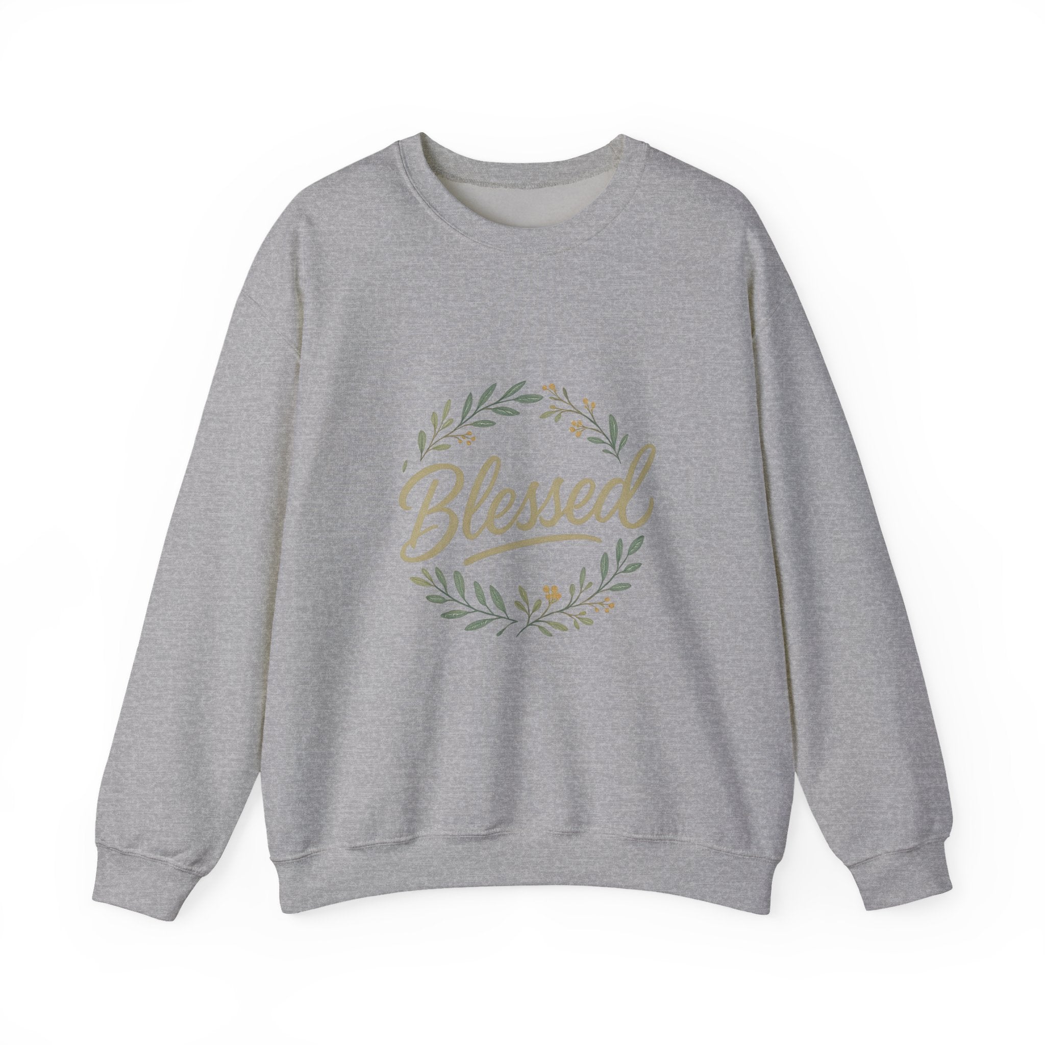 Blessed Crewneck Sweatshirt — Floral Wreath Faith Pullover