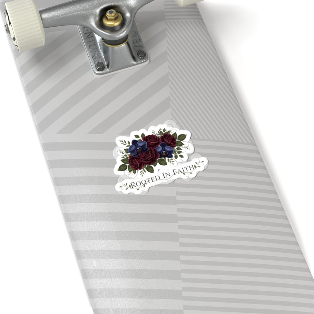 Rooted in Faith Moody Floral Sticker | Gothic Rose Midnight Bloom