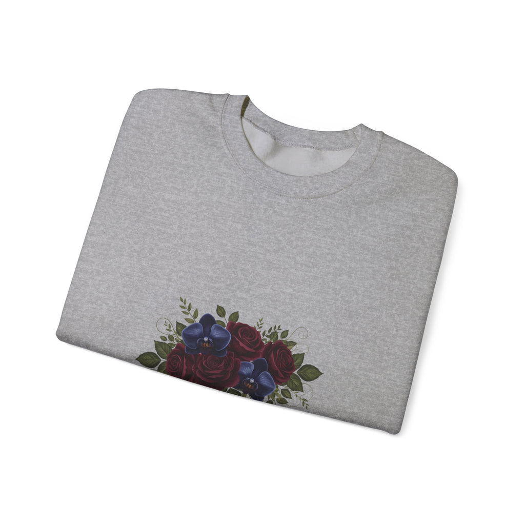 Moody Rose Print Sweatshirt | goth flower sweatshirt, midnight bloom