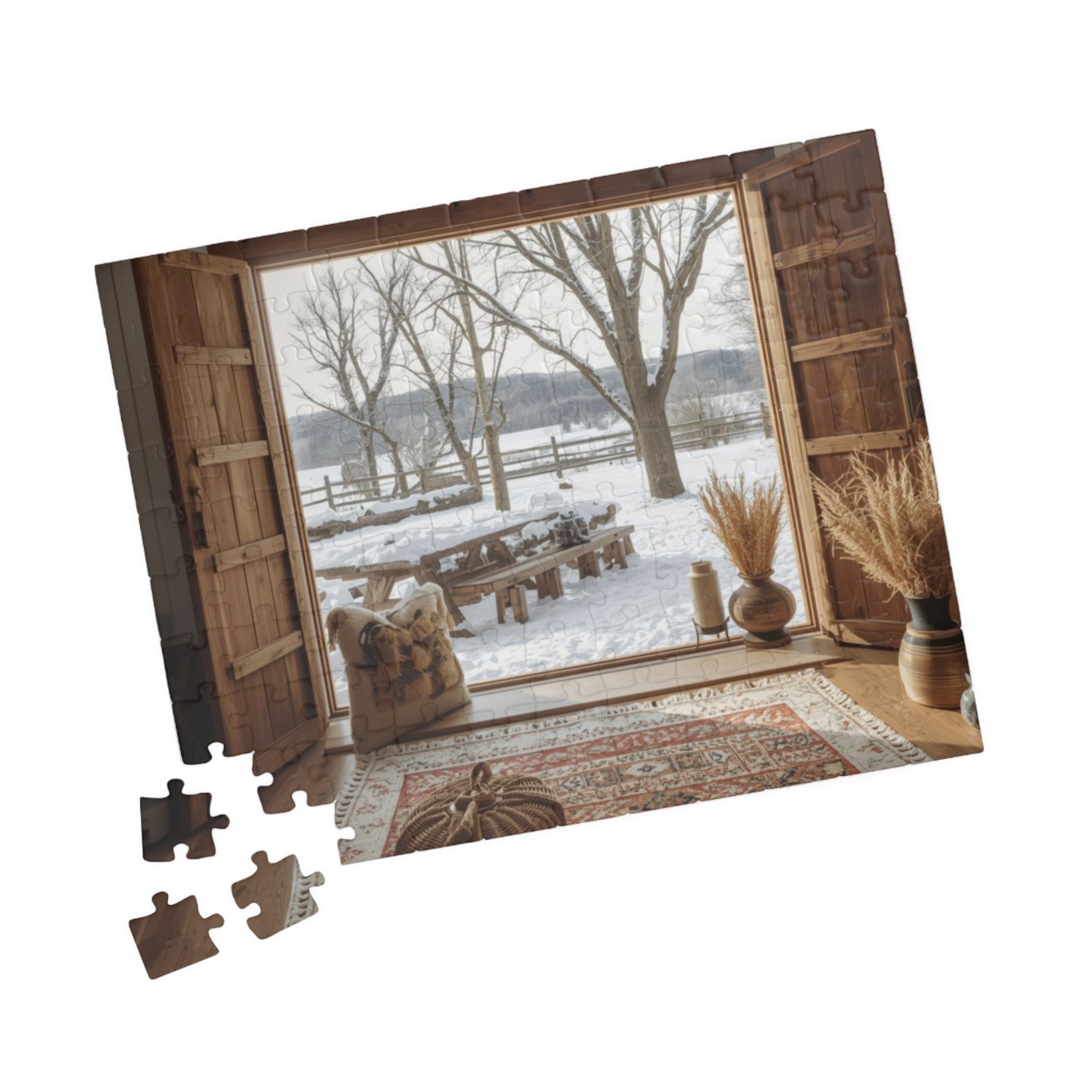 Cozy Winter Scene Puzzle (110, 252, 520, 1014-piece) - Perfect Gift for Family Game Night