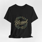 Blessed Floral Tee — "Blessed" Script T-Shirt with Wreath