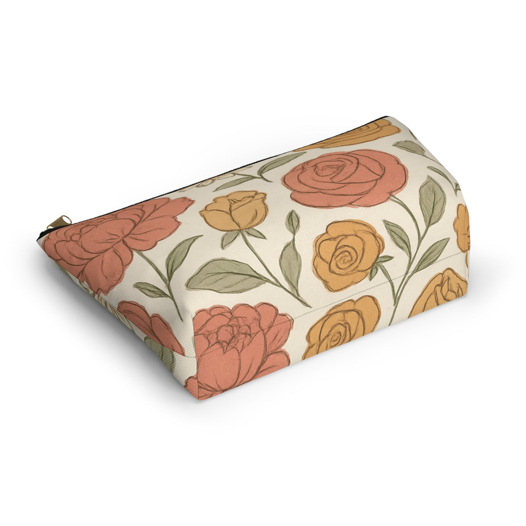 Warm Floral Accessory Pouch — T‑Bottom Makeup & Travel Organizer