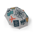 Travel-Themed Semi-Automatic Foldable Umbrella