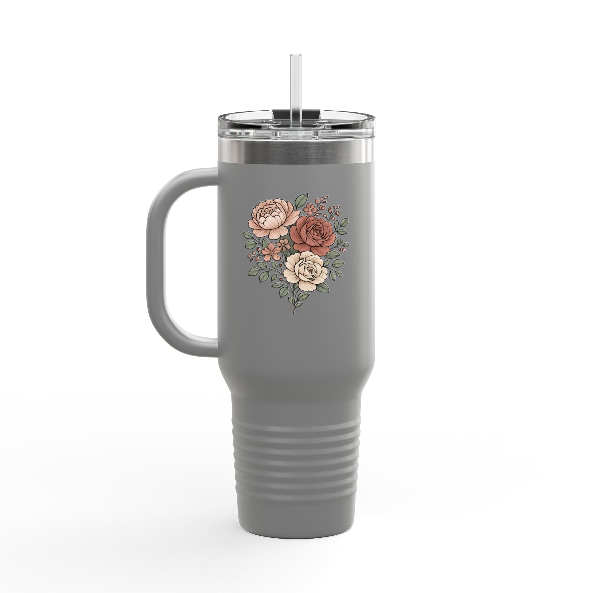 Floral Insulated Travel Mug - 40oz Reusable Drinkware for Coffee Lovers