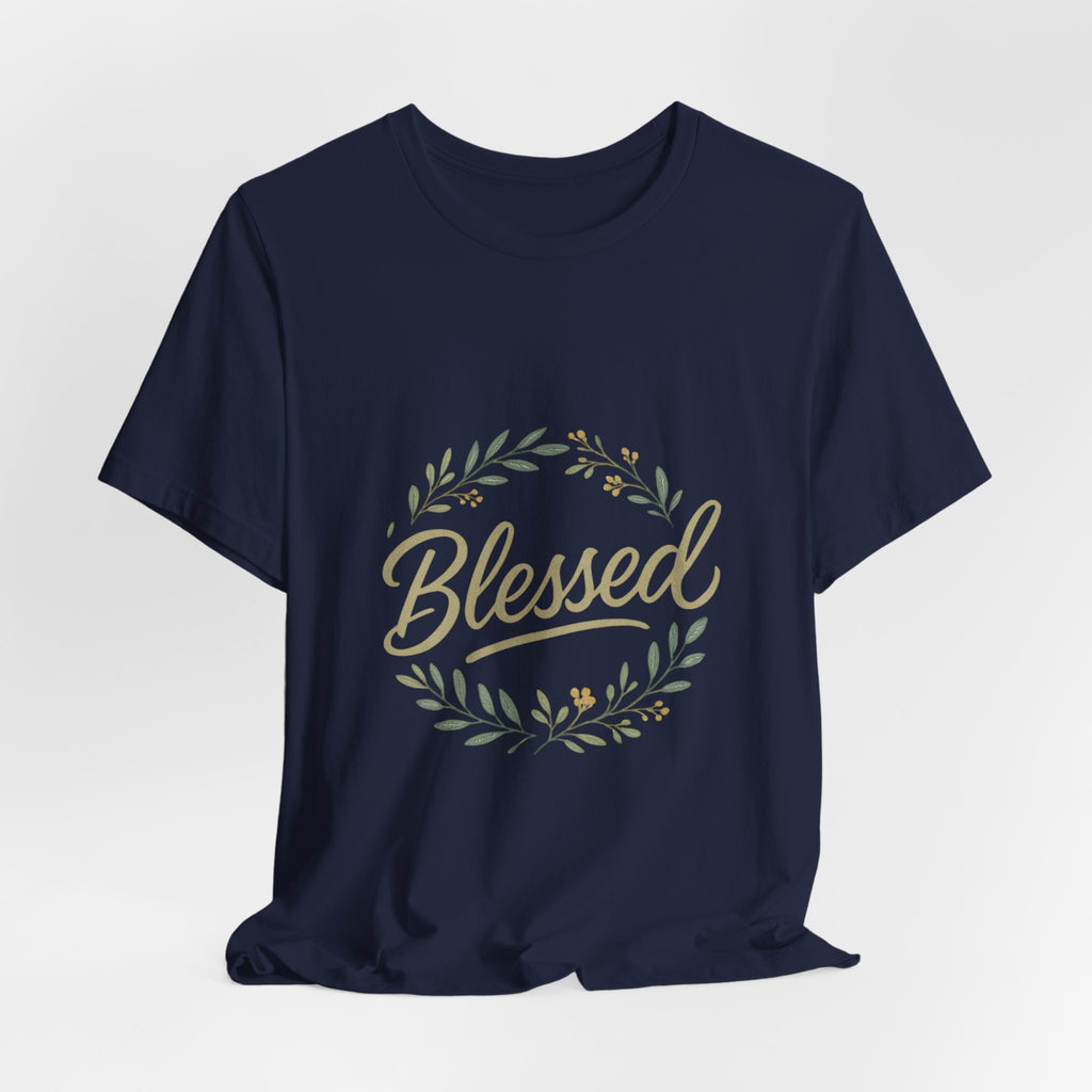 Blessed Floral Tee — "Blessed" Script T-Shirt with Wreath