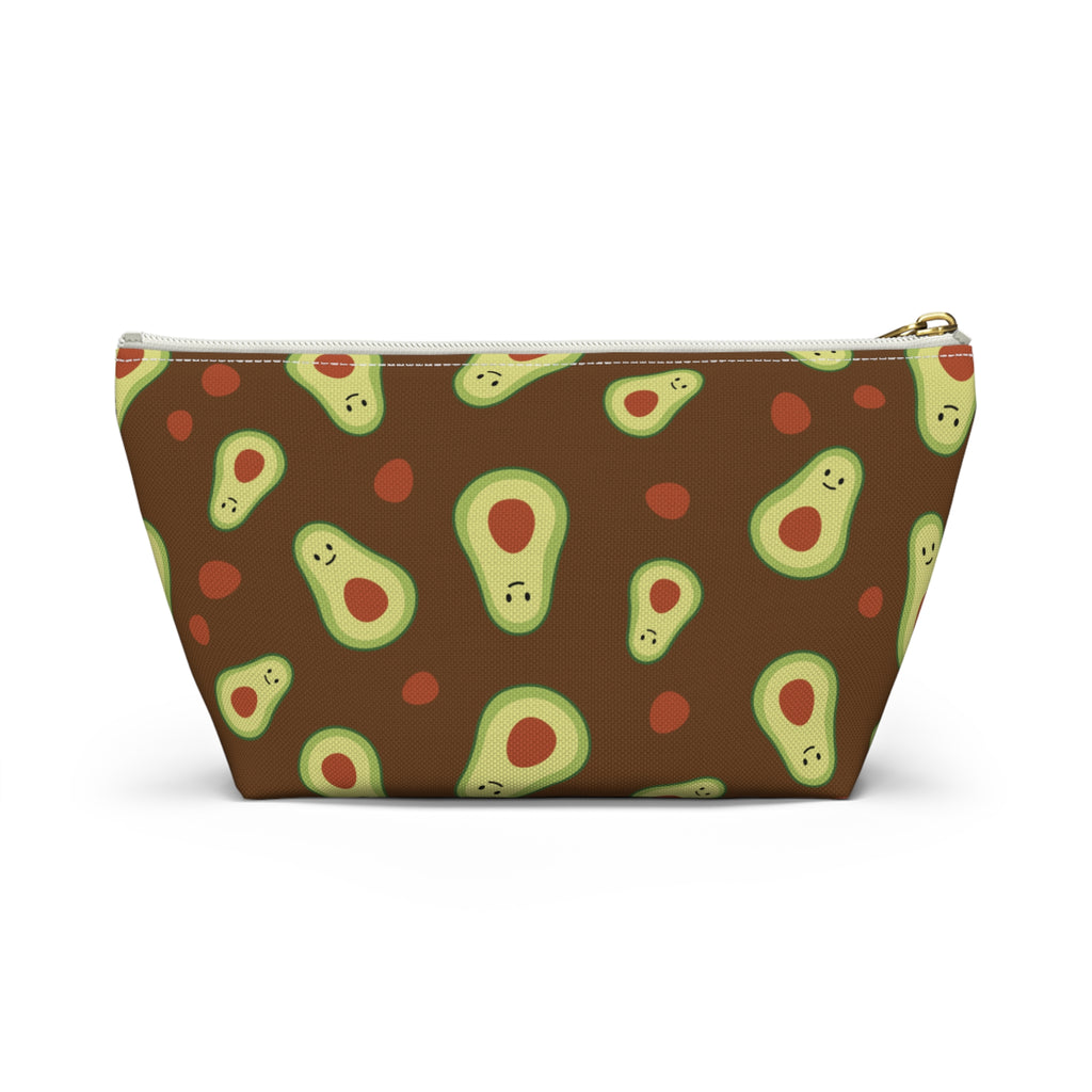 Cute Avocado Accessory Pouch, Zippered Makeup Bag, Pencil Case, Fun Gift for Food Lovers, Cute Avocado Pattern, Eco-Friendly Storage