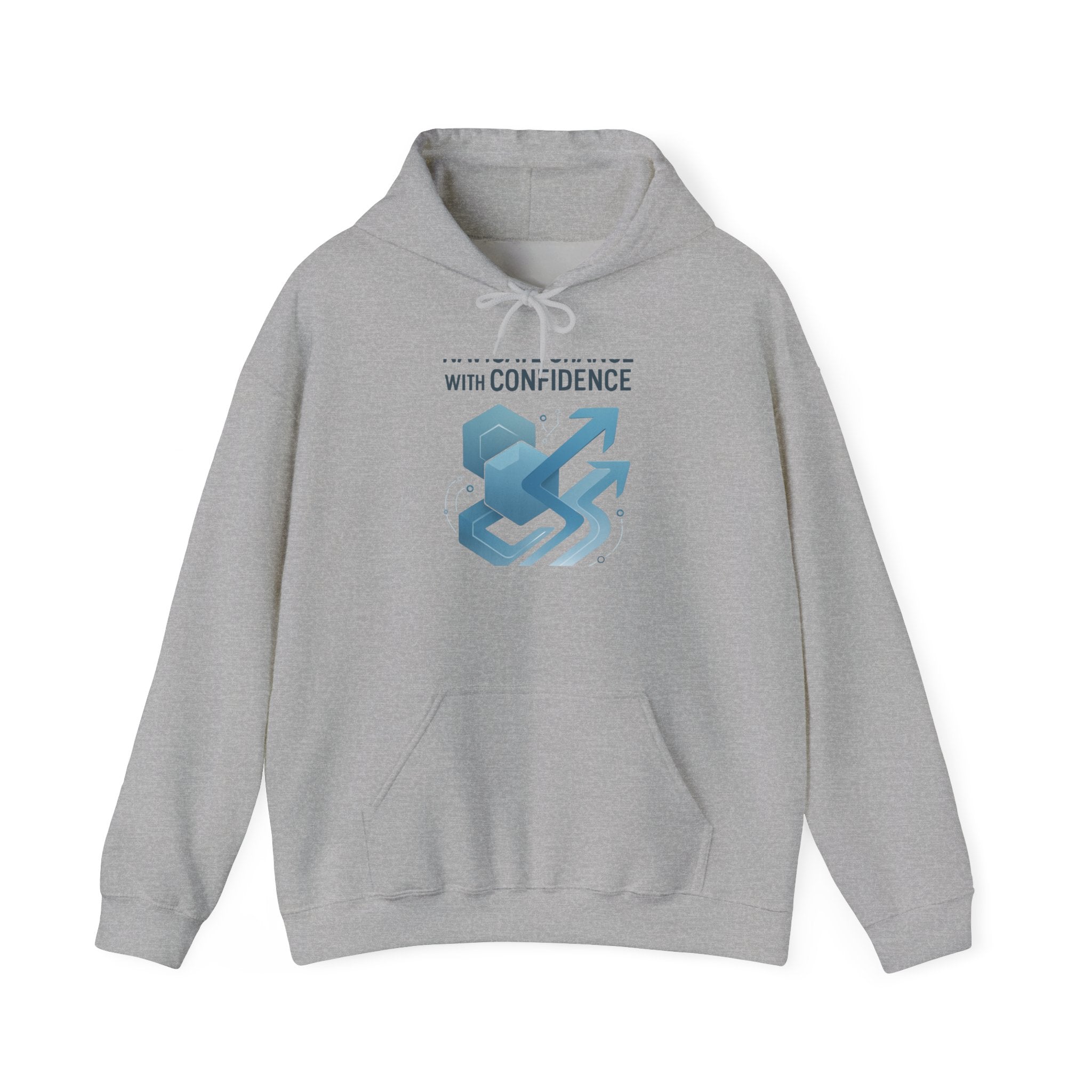 Confidence Growth Hoodie — 'With Confidence' Geometric Arrow Design