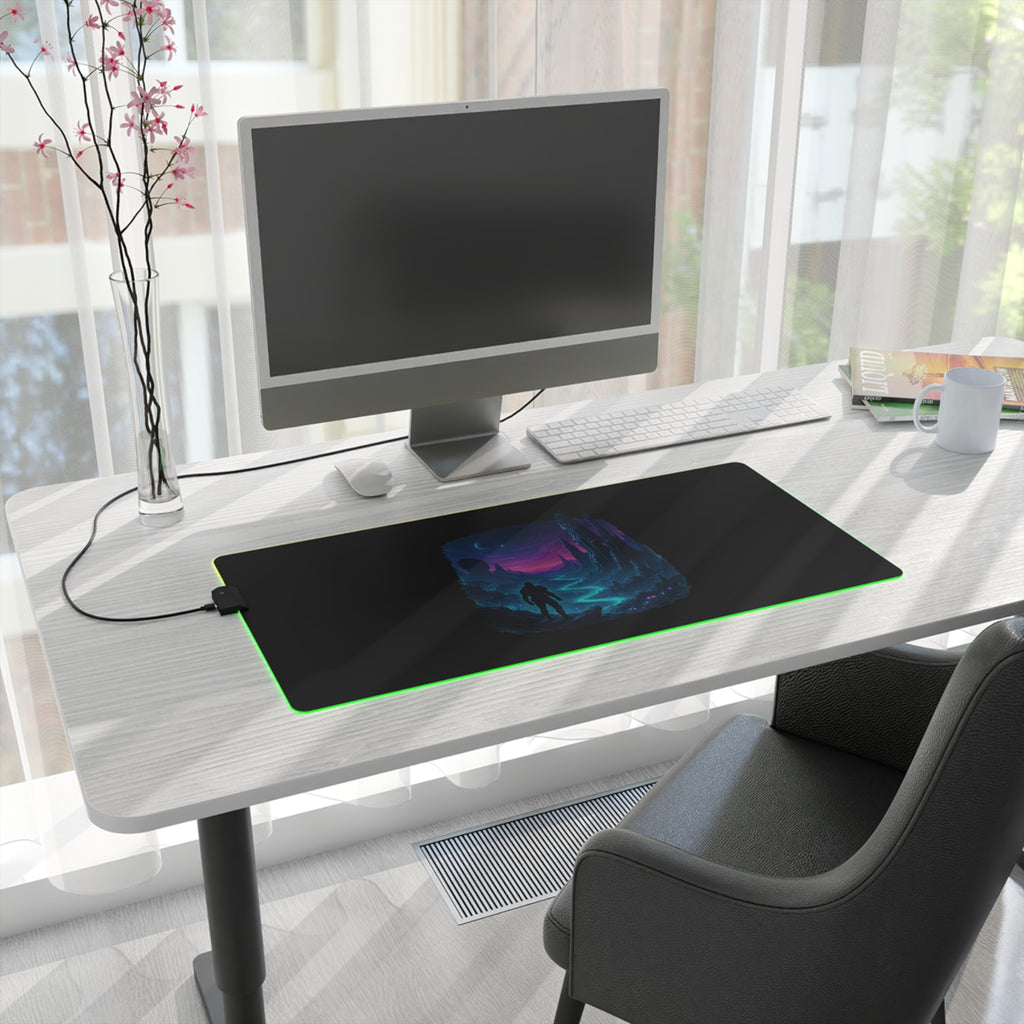 LED Gaming Mouse Pad with Cosmic Landscape Design | Gamer Accessories, Desk Decor, Office Gift, Unique Gaming Setup, LED Light