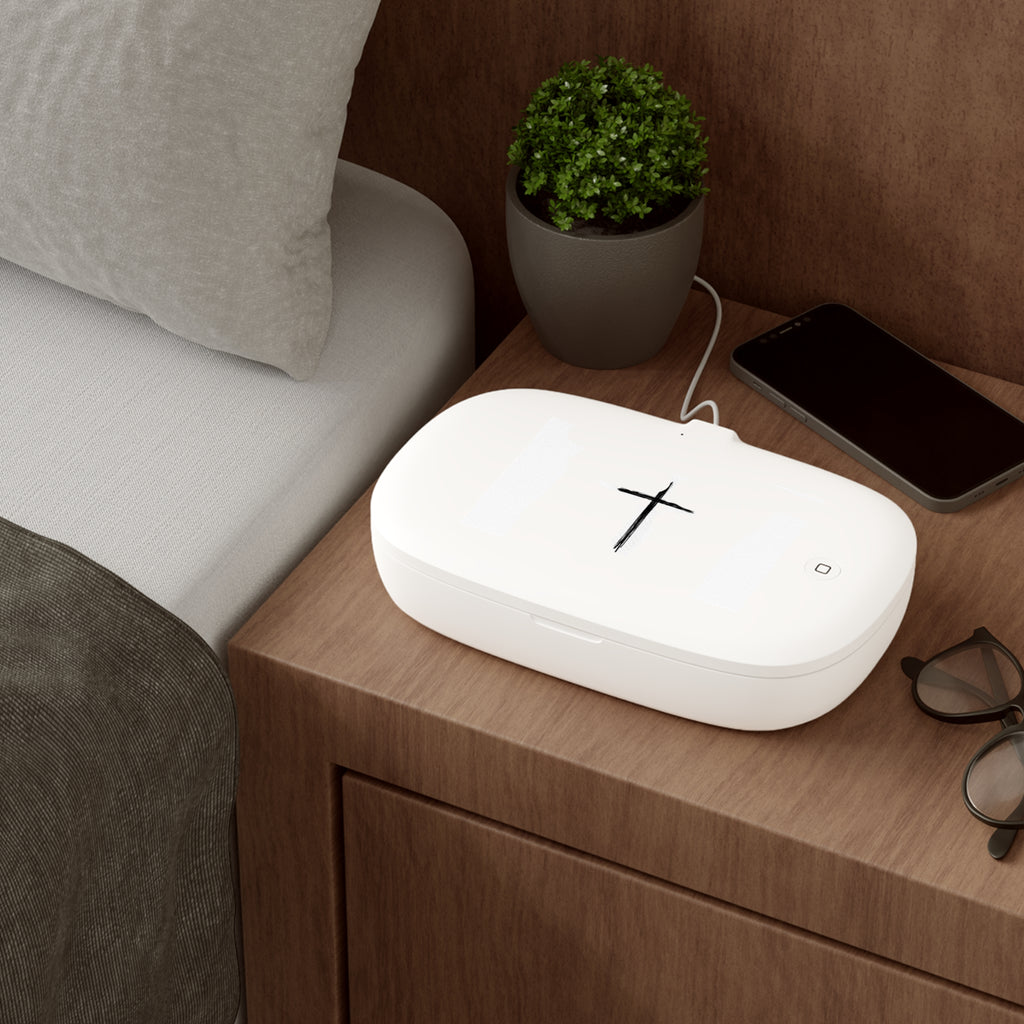 Sanitizing Charging Pad with Cross Design, UV Phone Sanitizer, Wireless Charger, Gift for Tech Lovers, Home Office Essentials, [...]