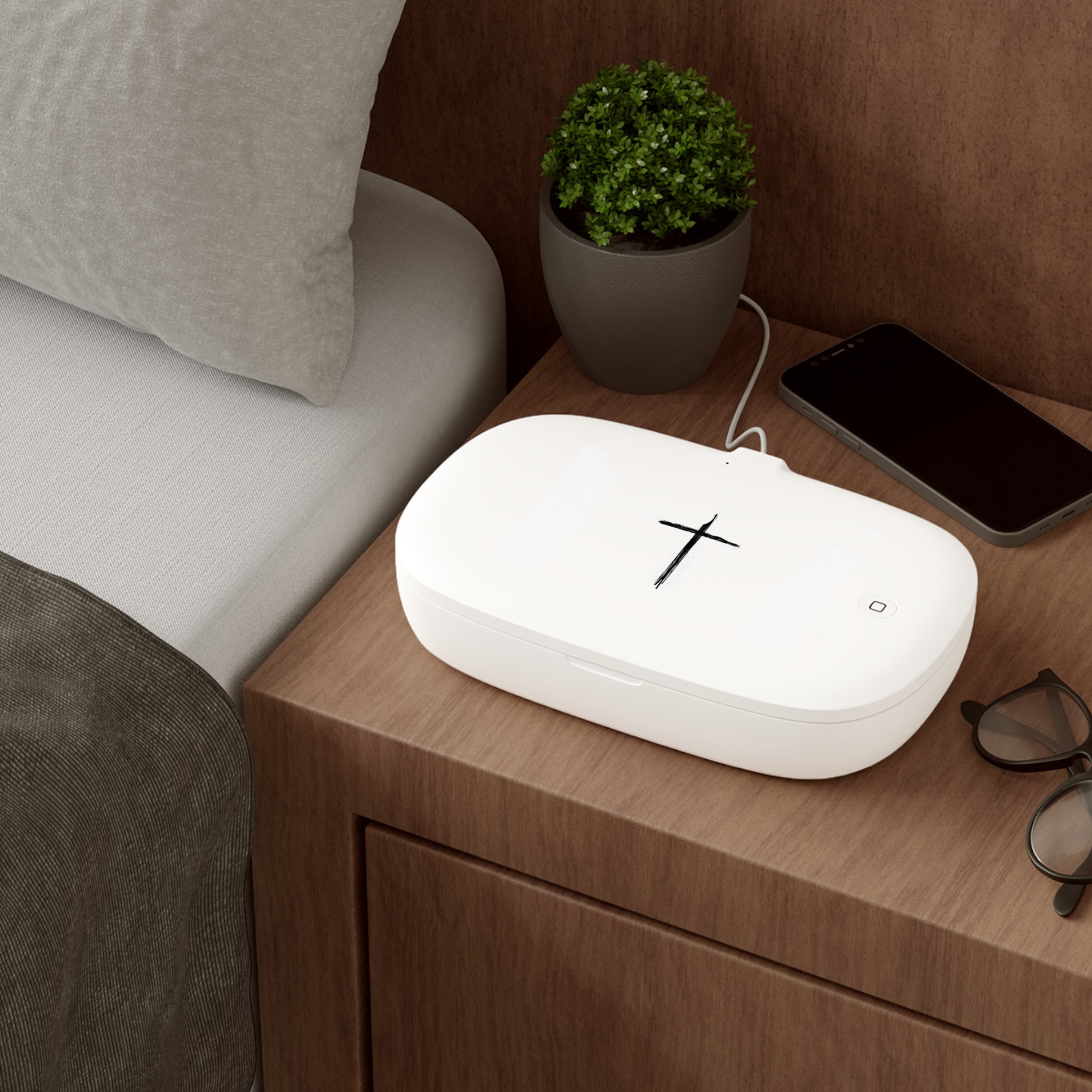 Sanitizing Charging Pad with Cross Design, UV Phone Sanitizer, Wireless Charger, Gift for Tech Lovers, Home Office Essentials, [...]