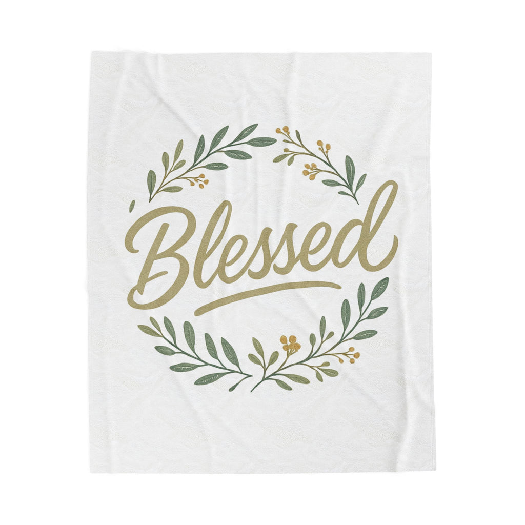 Blessed Velveteen Plush Blanket — Floral Wreath Cozy Throw