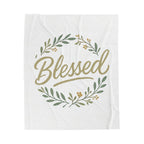 Blessed Velveteen Plush Blanket — Floral Wreath Cozy Throw
