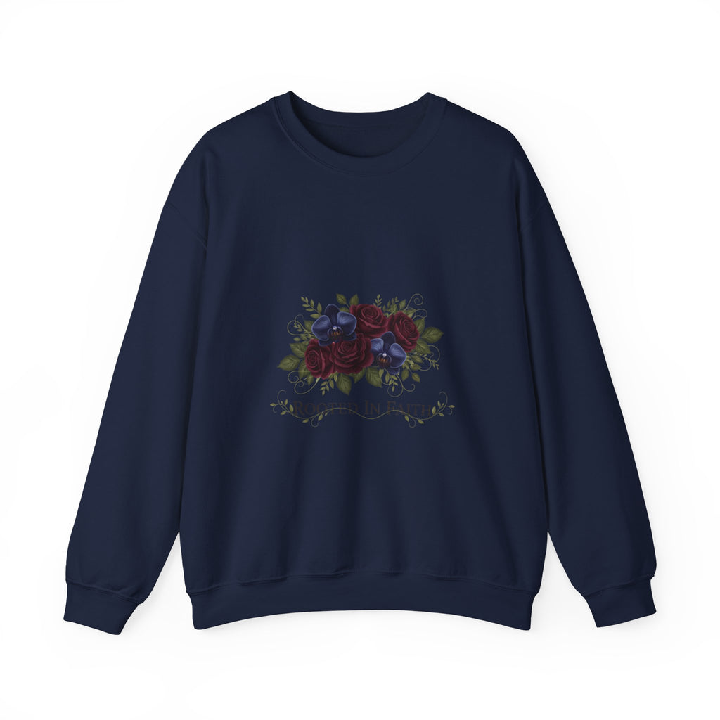Moody Rose Print Sweatshirt | goth flower sweatshirt, midnight bloom