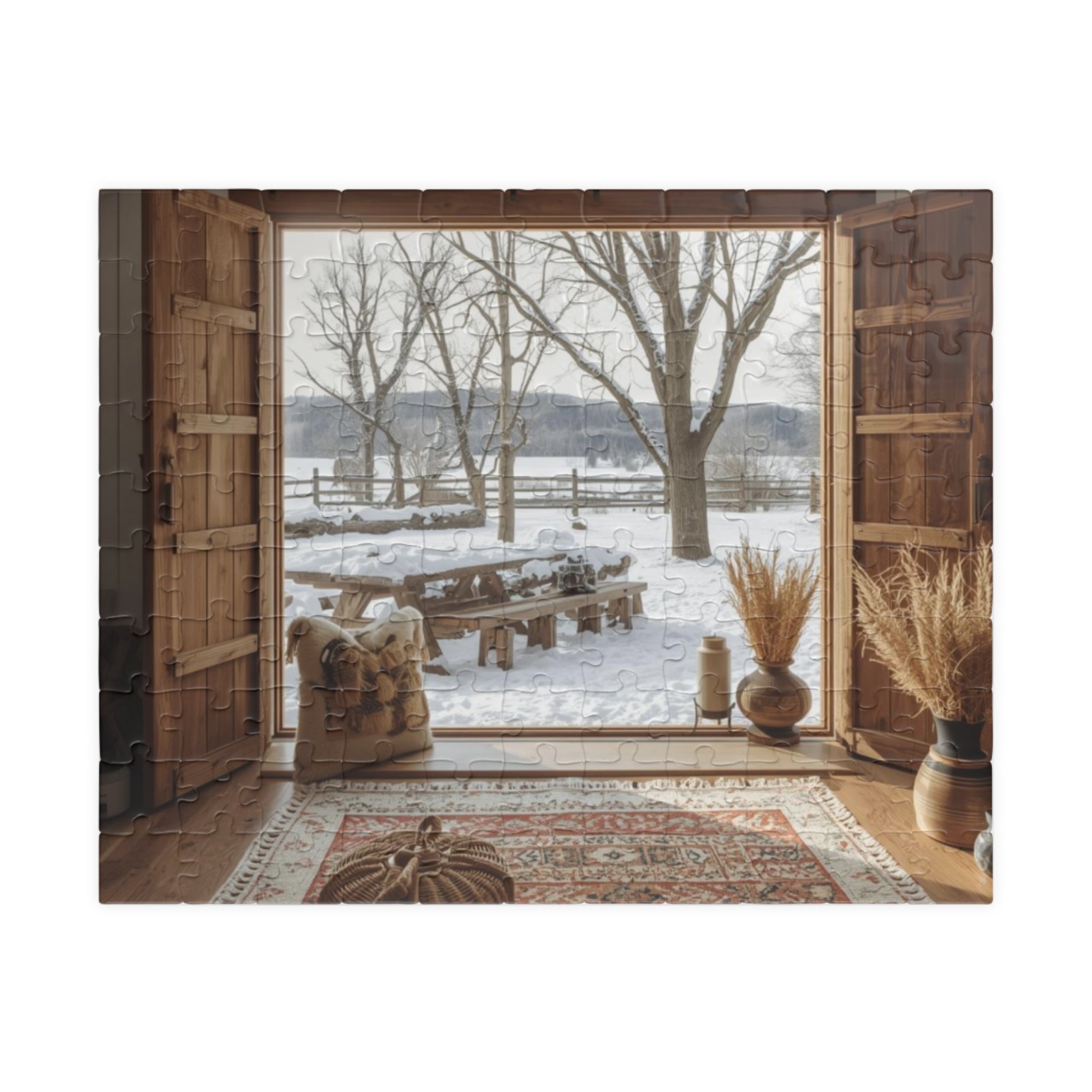 Cozy Winter Scene Puzzle (110, 252, 520, 1014-piece) - Perfect Gift for Family Game Night