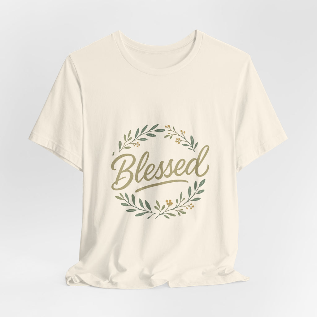 Blessed Floral Tee — "Blessed" Script T-Shirt with Wreath