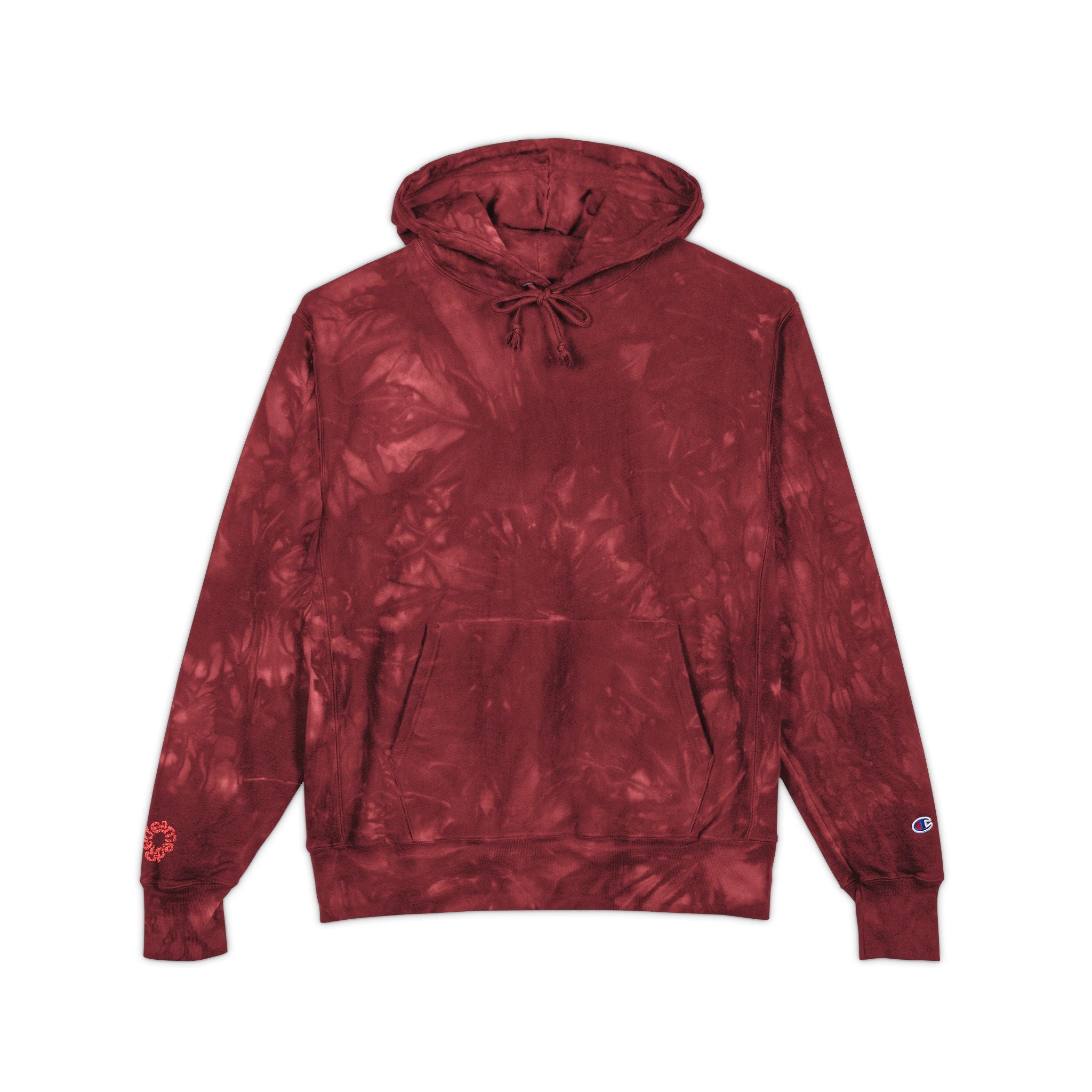 Unisex Tie-Dye Champion Hoodie, Cozy Tie-Dye Sweatshirt, Embroidered Hoodie Gift, Streetwear Fashion, Trendy Casual Wear-Redeemed on right wrist