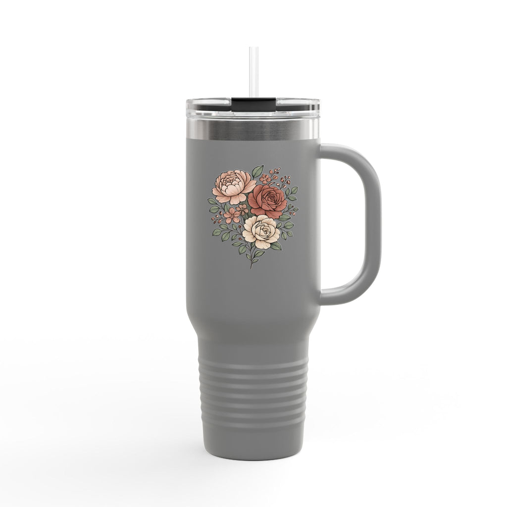 Floral Insulated Travel Mug - 40oz Reusable Drinkware for Coffee Lovers