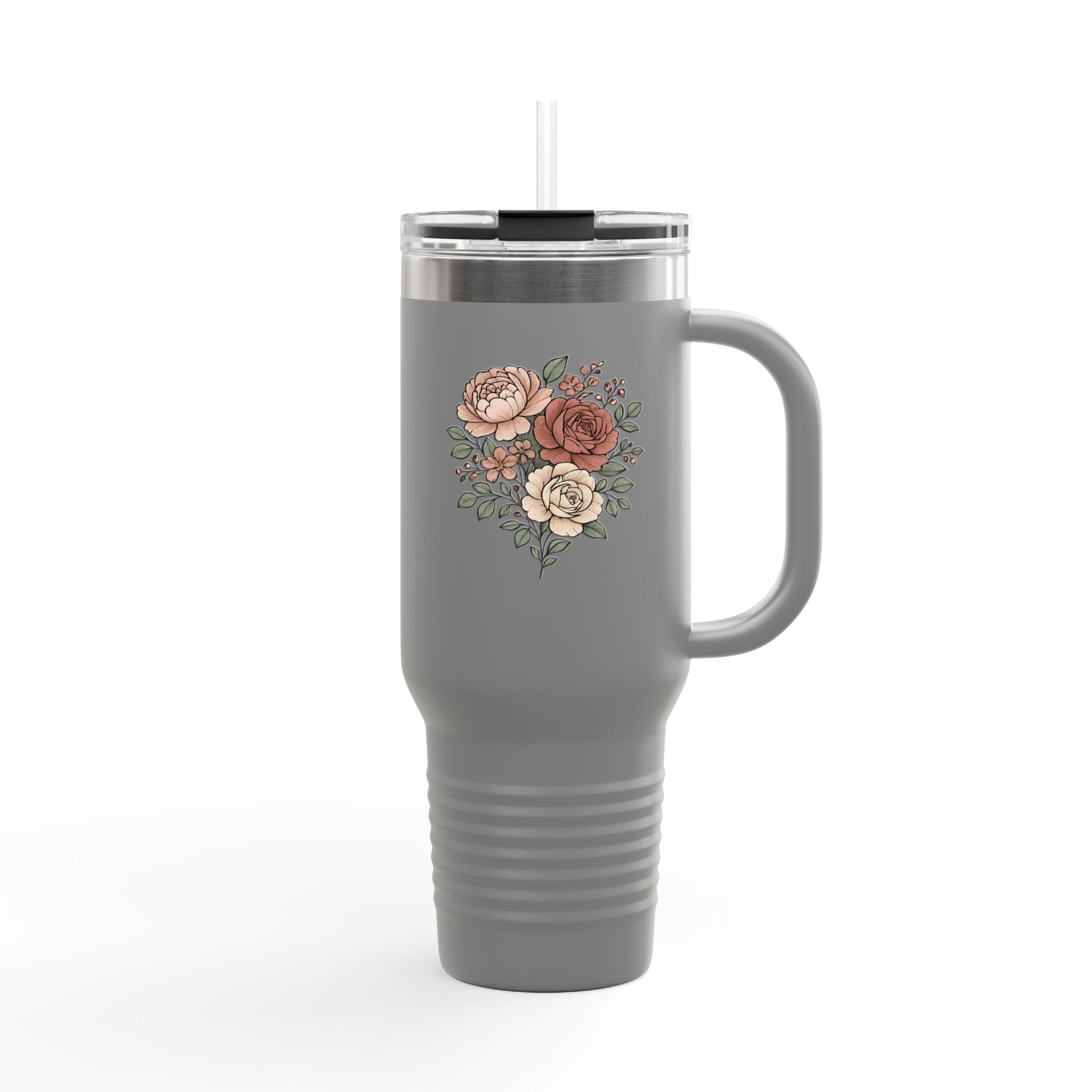 Floral Insulated Travel Mug - 40oz Reusable Drinkware for Coffee Lovers