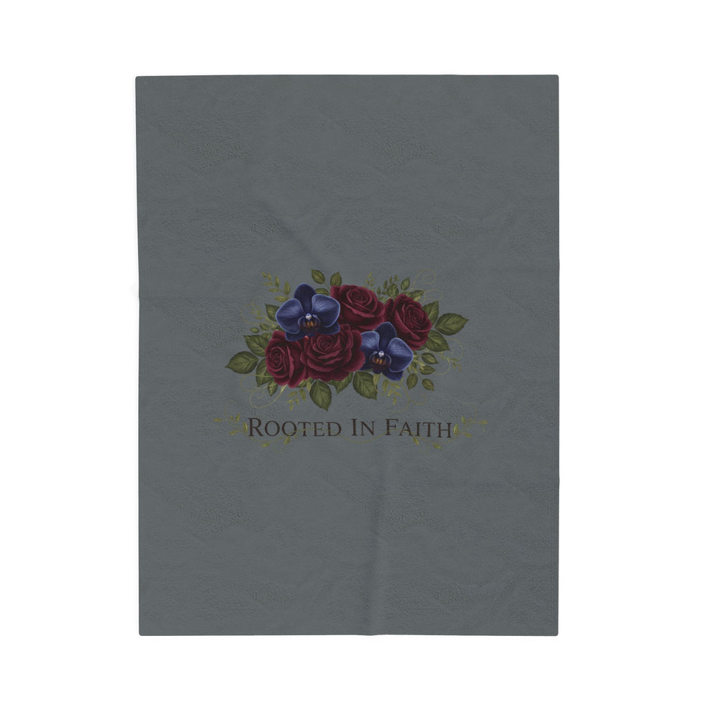 Rooted in Faith Moody Floral Blanket | dark floral velveteen throw