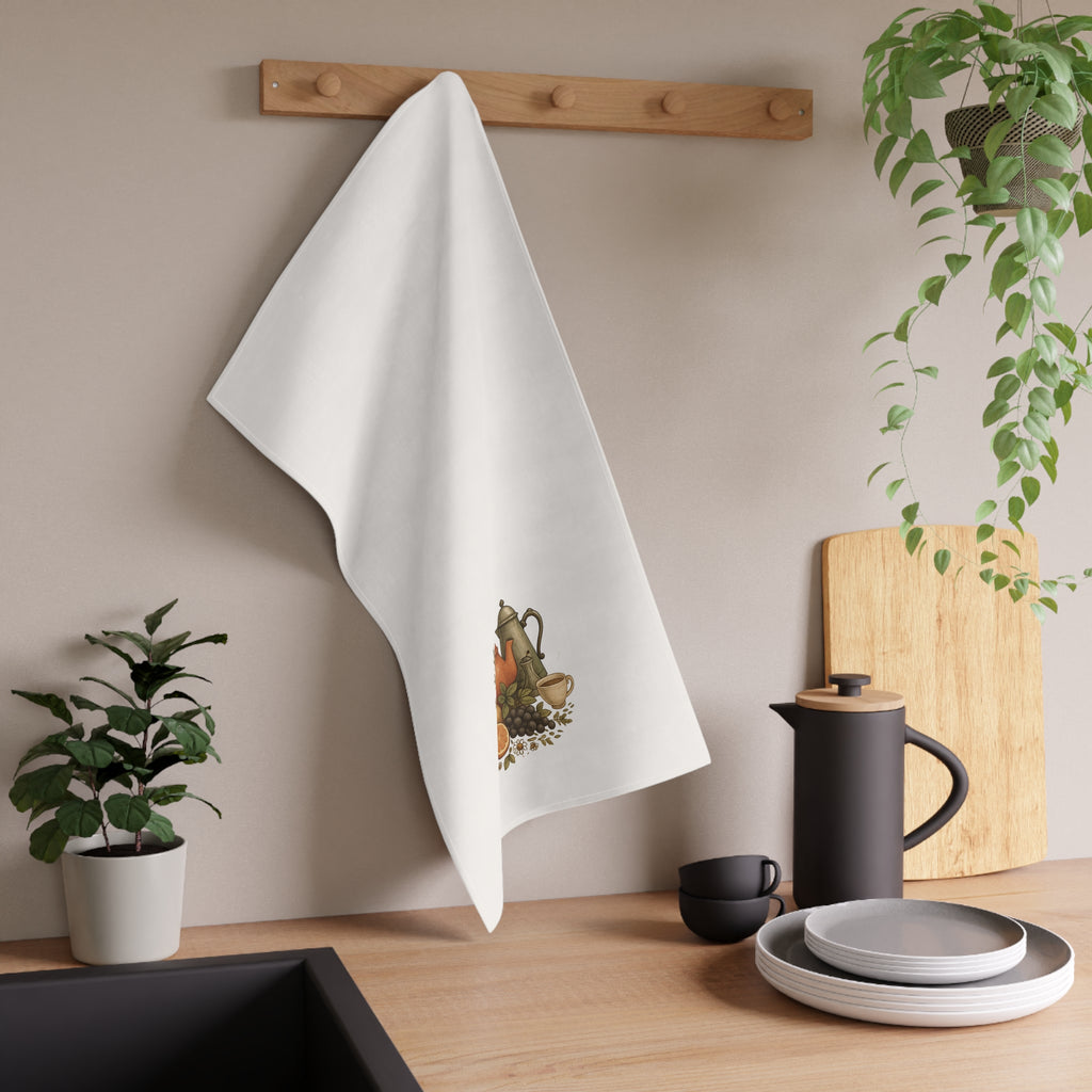 Kitchen Towel Coffee Pot and Earthy Tones Herbs Tea Towel