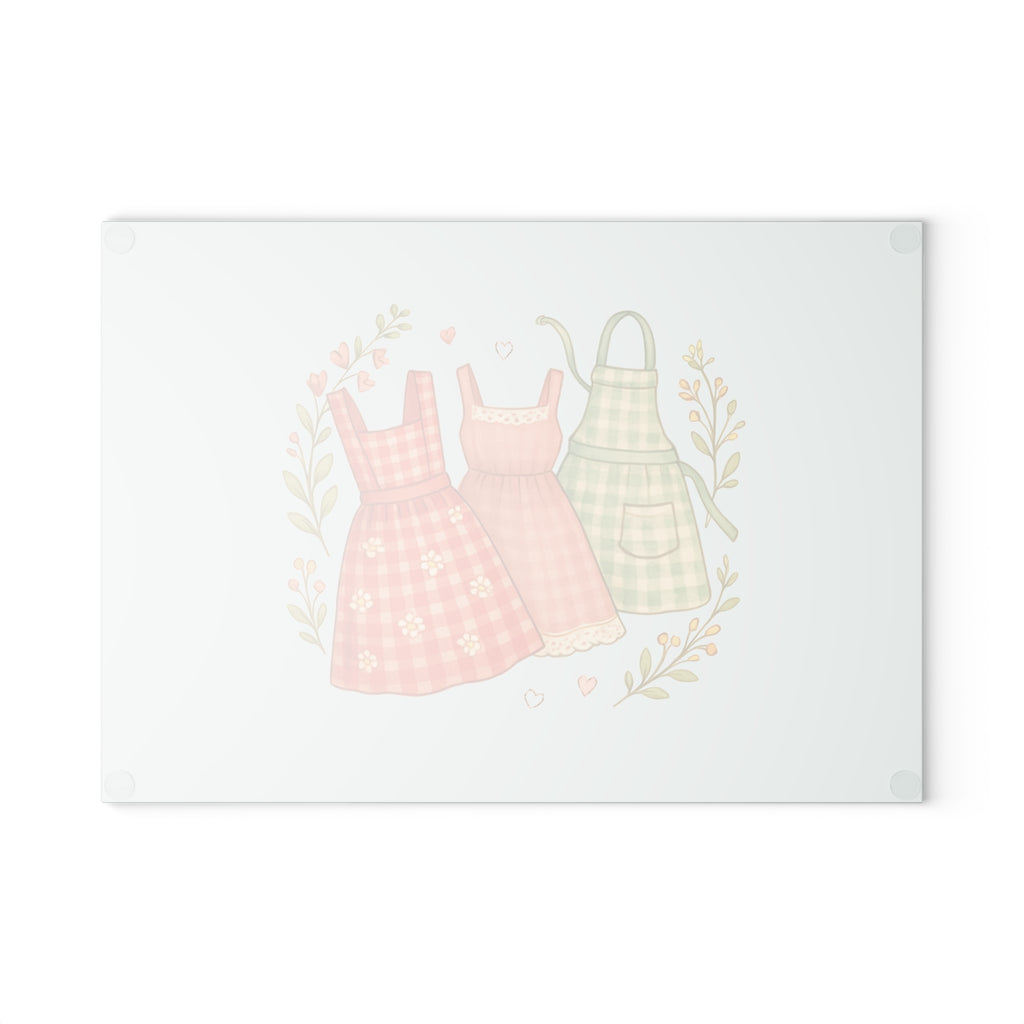 Vintage Apron Glass Cutting Board