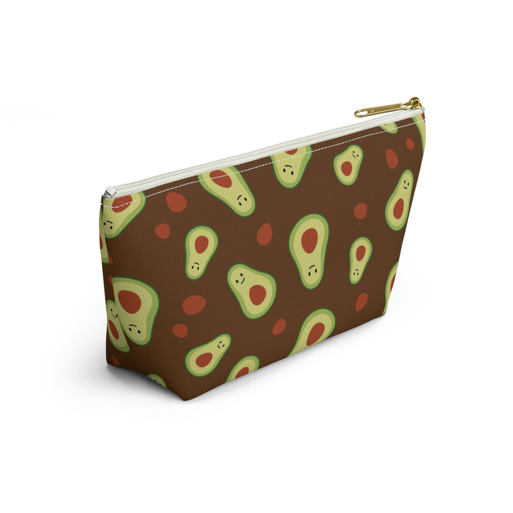 Cute Avocado Accessory Pouch, Zippered Makeup Bag, Pencil Case, Fun Gift for Food Lovers, Cute Avocado Pattern, Eco-Friendly Storage