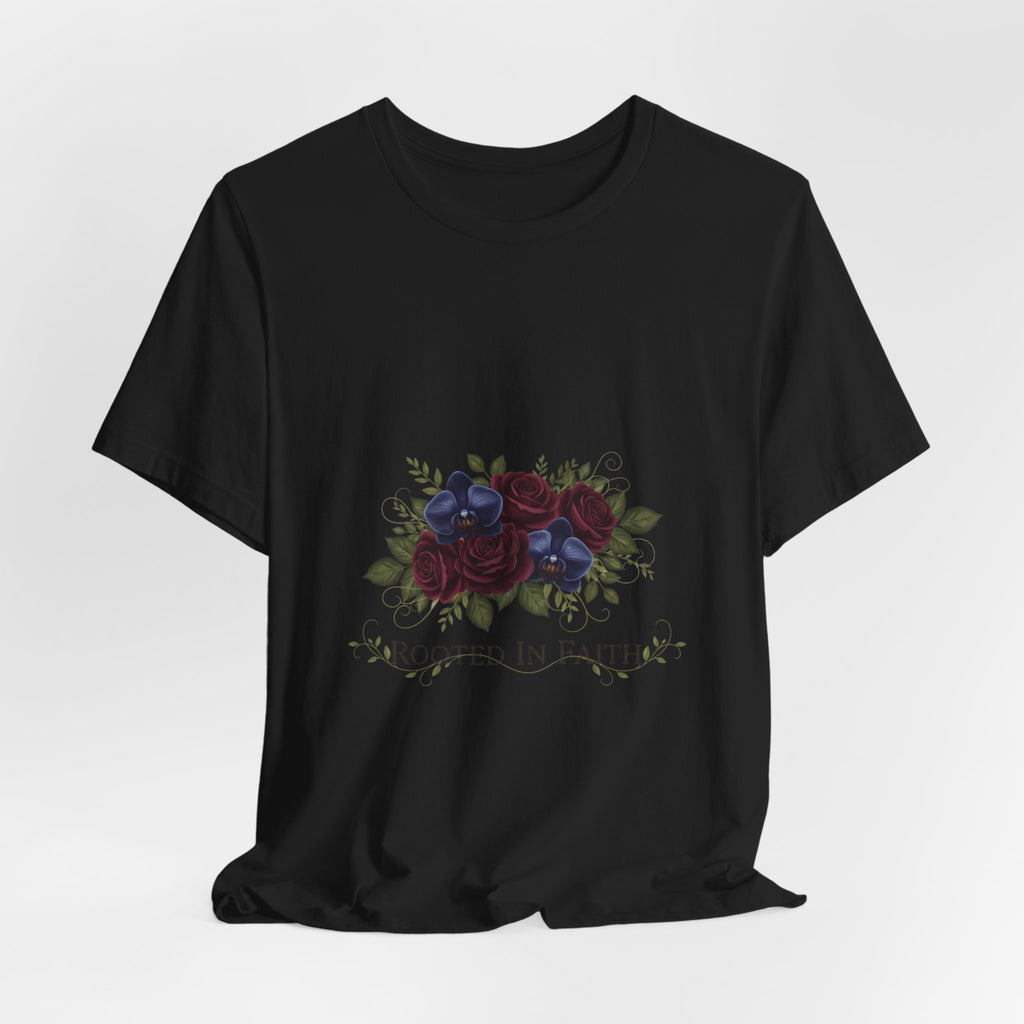 Rooted in Faith Dark Floral T-Shirt