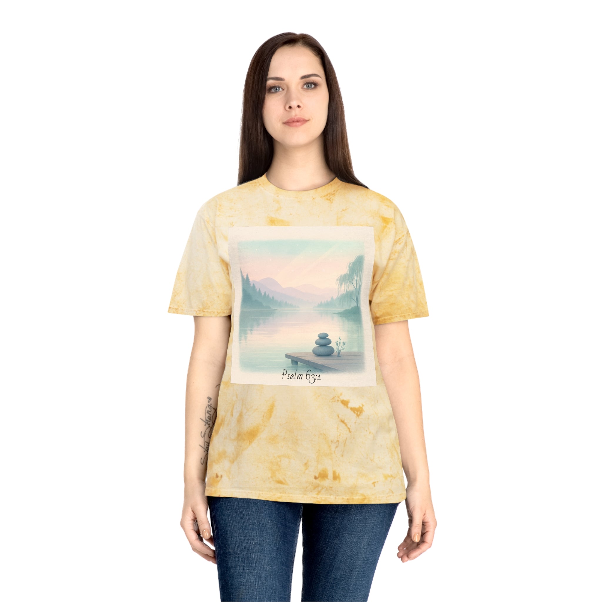 Serene Landscape T-Shirt, Relaxed Fit, Nature Lover Gift, Decorative Tee, Adventure Apparel, Meditation Top