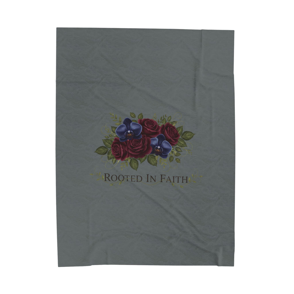 Rooted in Faith Moody Floral Blanket | dark floral velveteen throw