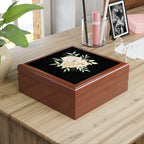 Floral Elegance Jewelry Box — Cream Peony Design on Black