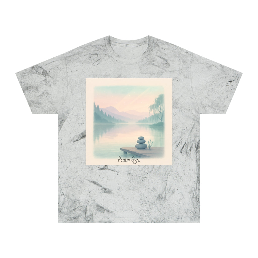 Serene Landscape T-Shirt, Relaxed Fit, Nature Lover Gift, Decorative Tee, Adventure Apparel, Meditation Top