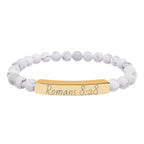 Romans 8:28 Engraved Natural Stone Stretch Bracelet
