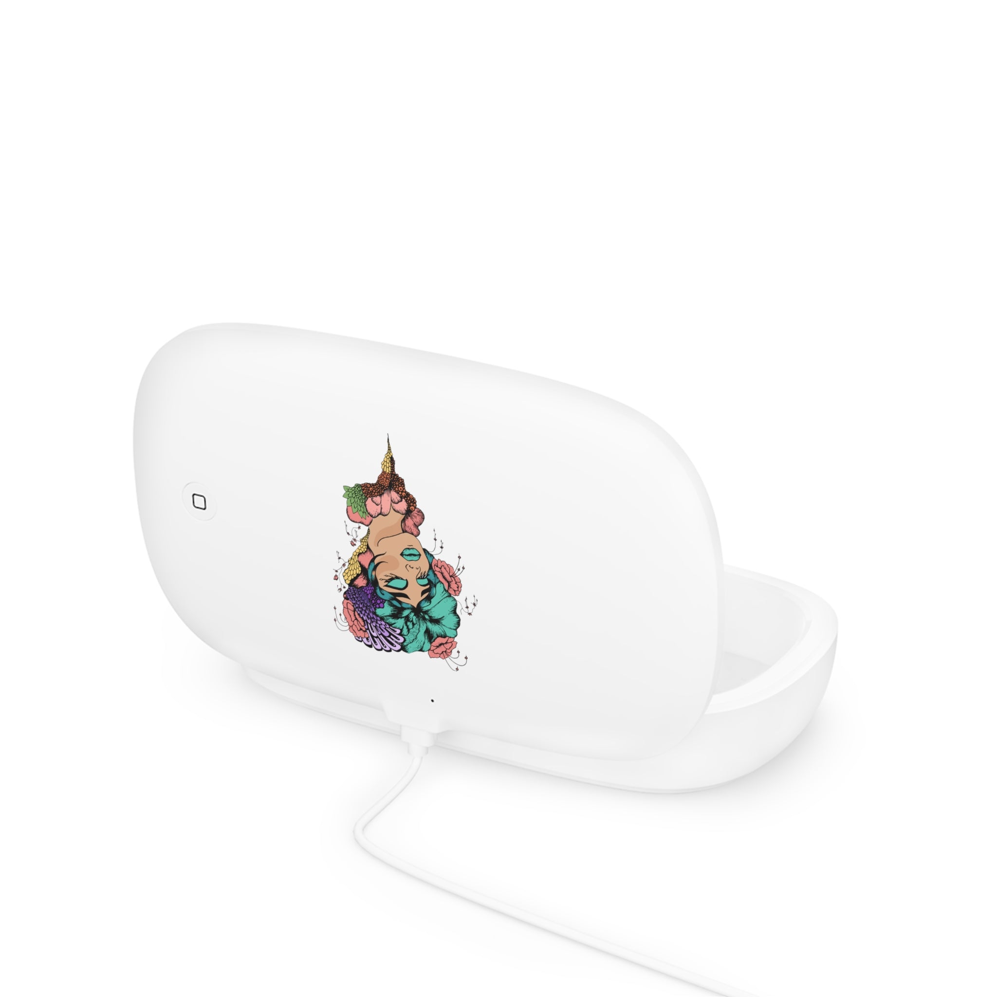 Chic UV Phone Sanitizer & Wireless Charger, Trendy Tech Accessory, Gift for Tech Lovers, Stylish Home Decor, Smartphone Cleaning Pad