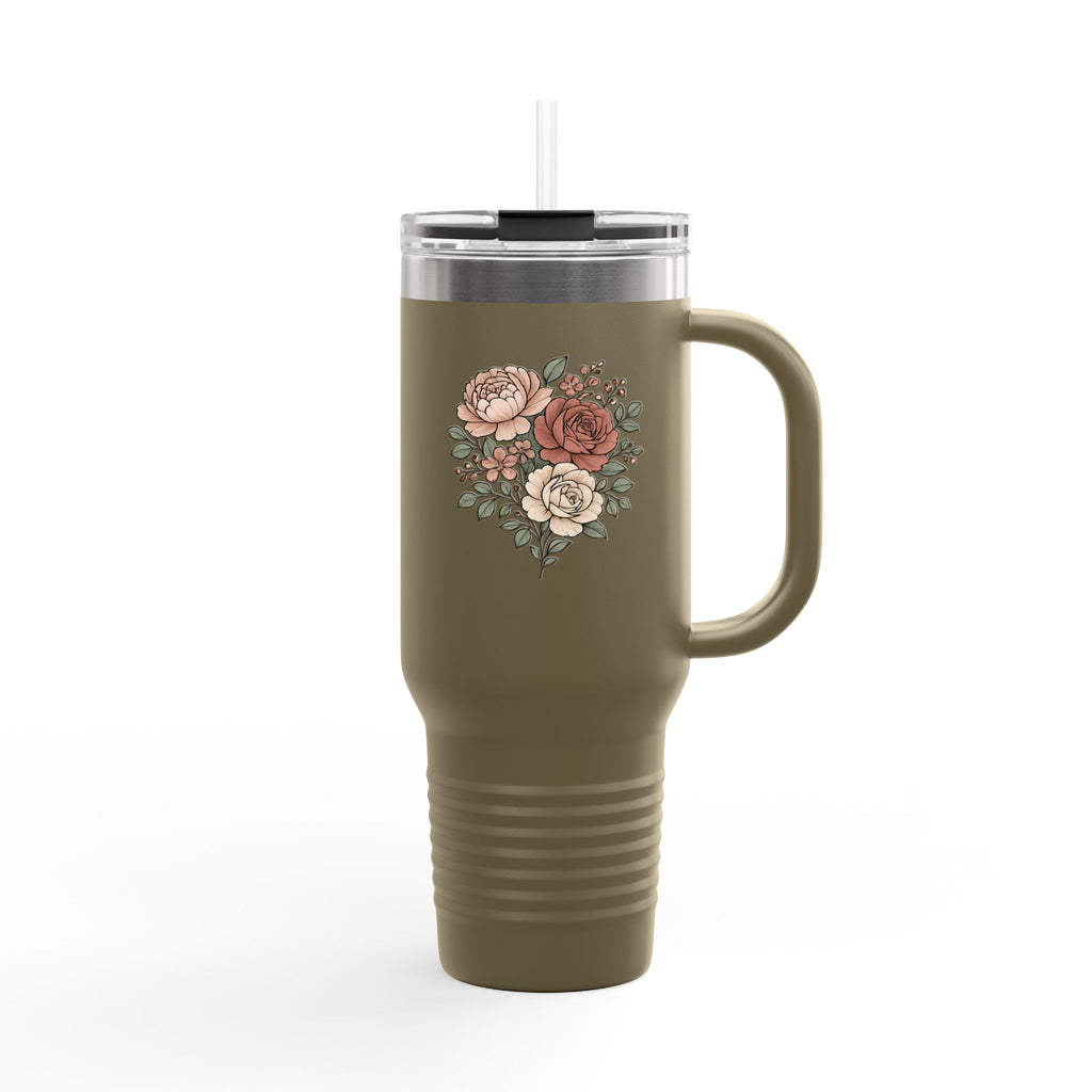 Floral Insulated Travel Mug - 40oz Reusable Drinkware for Coffee Lovers