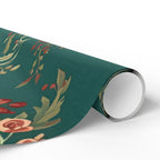 Green Floral Christmas Wrapping Paper