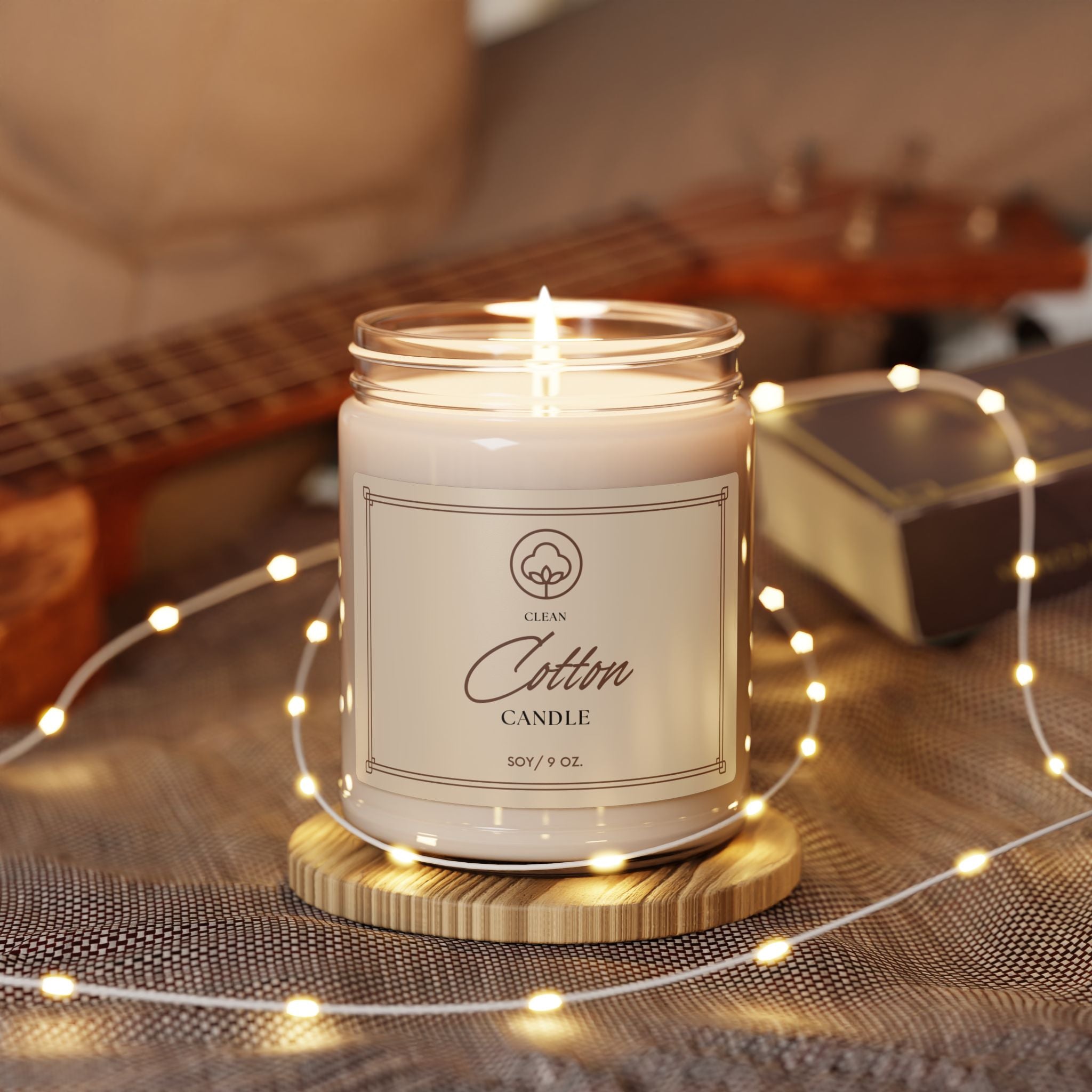 Cotton Scented Soy Candle - 9oz Clean Freshness for Home & Gifts