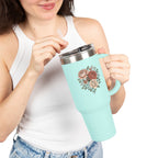 Floral Insulated Travel Mug - 40oz Reusable Drinkware for Coffee Lovers