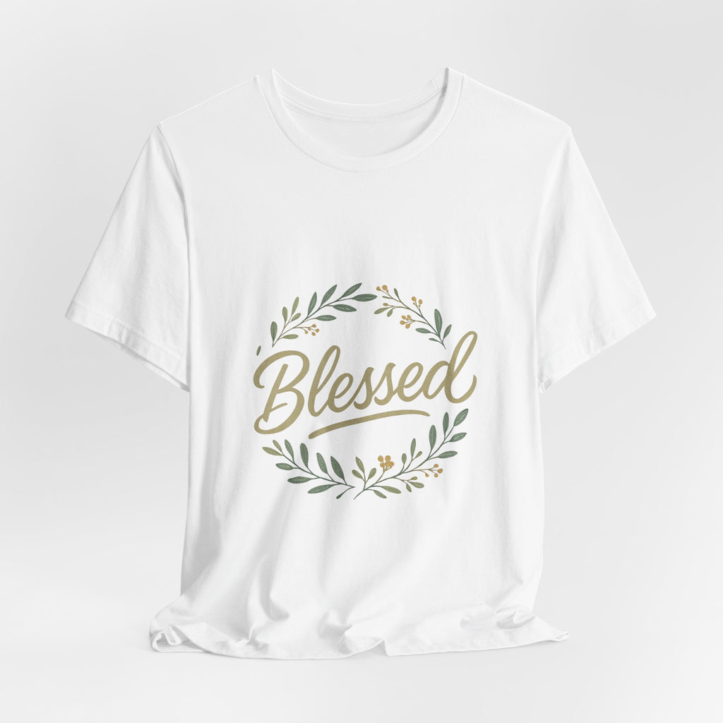 Blessed Floral Tee — "Blessed" Script T-Shirt with Wreath