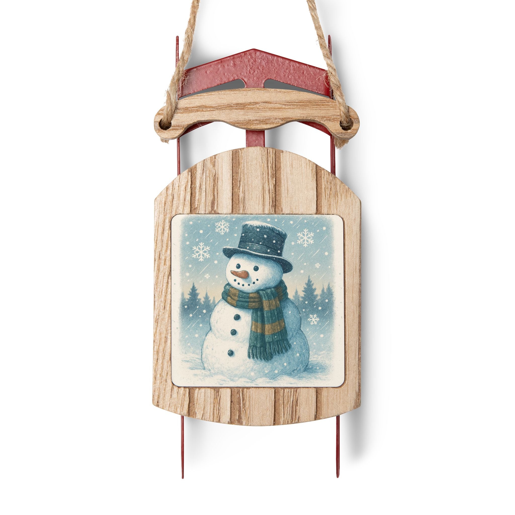 Sled Ornaments- snowman