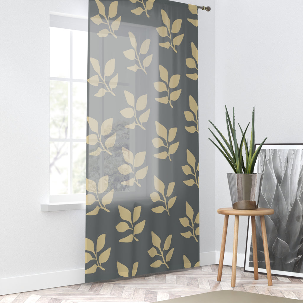 Sheer Leaf Window Curtain — Lightweight Sheer Curtain with Leaf Pattern