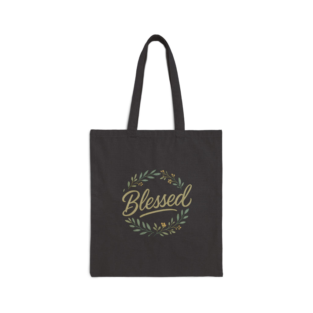 Blessed Wreath Canvas Tote Bag — Cotton Reusable Market Bag