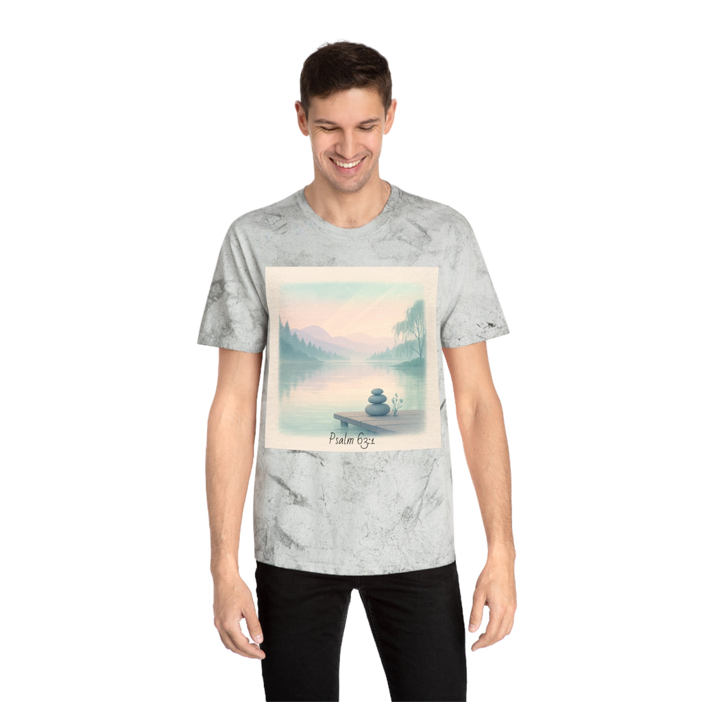 Serene Landscape T-Shirt, Relaxed Fit, Nature Lover Gift, Decorative Tee, Adventure Apparel, Meditation Top