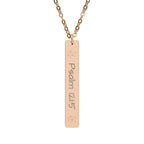 Psalm 121:5 Engraved Vertical Bar Necklace — Inspirational Scripture Pendant