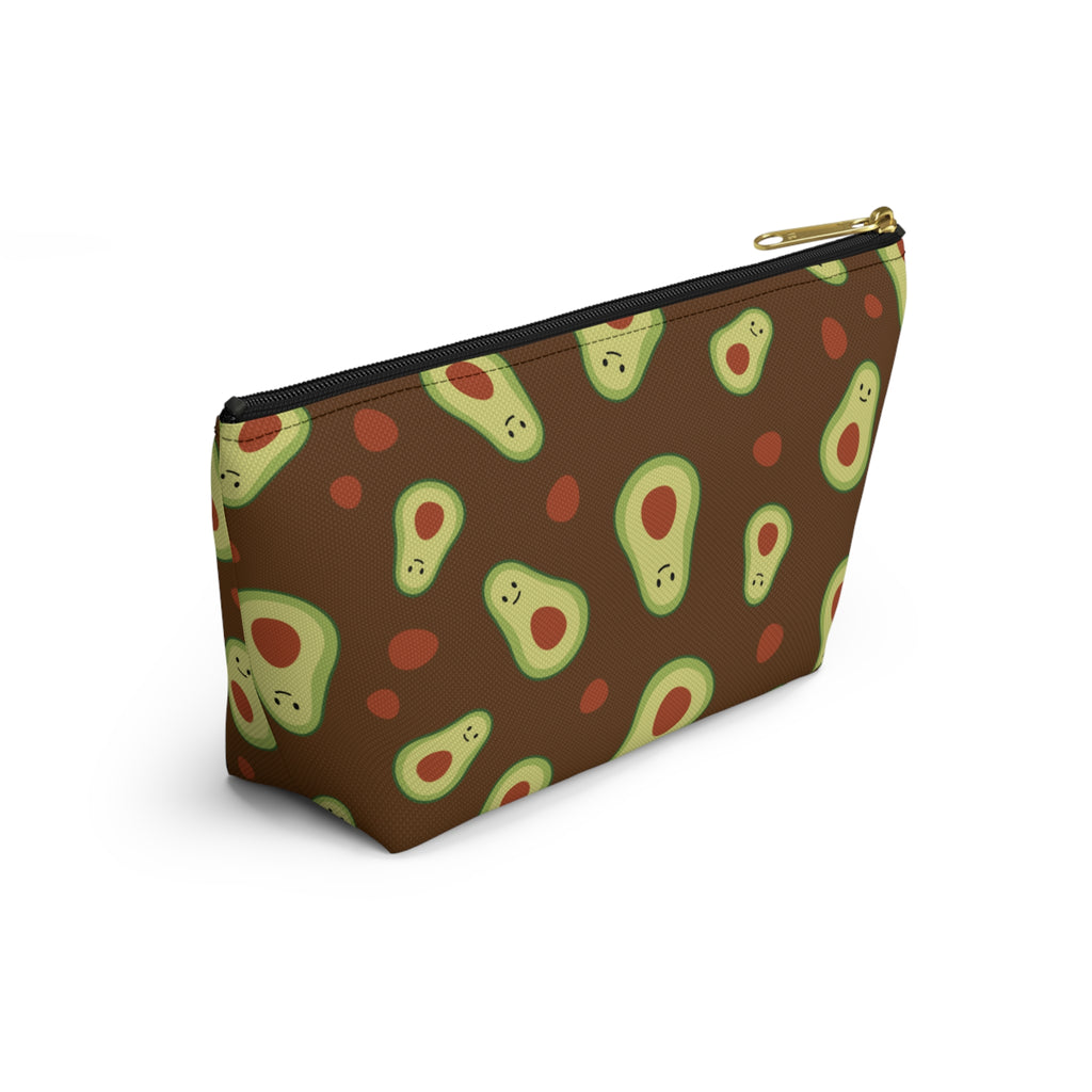 Cute Avocado Accessory Pouch, Zippered Makeup Bag, Pencil Case, Fun Gift for Food Lovers, Cute Avocado Pattern, Eco-Friendly Storage
