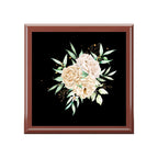 Floral Elegance Jewelry Box — Cream Peony Design on Black