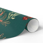 Green Floral Christmas Wrapping Paper