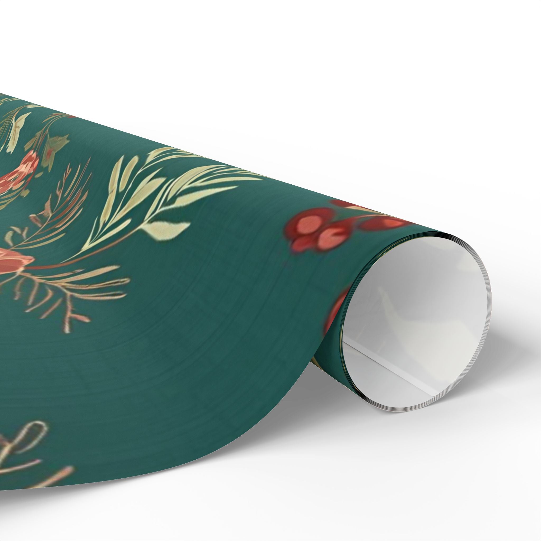 Green Floral Christmas Wrapping Paper