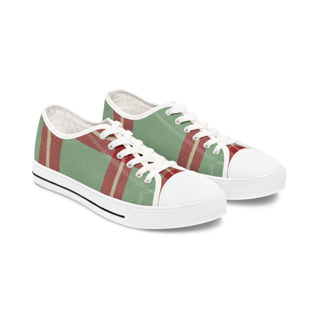 Cute Green & Red Women's Low Top Sneakers — Stylish Casual Shoes